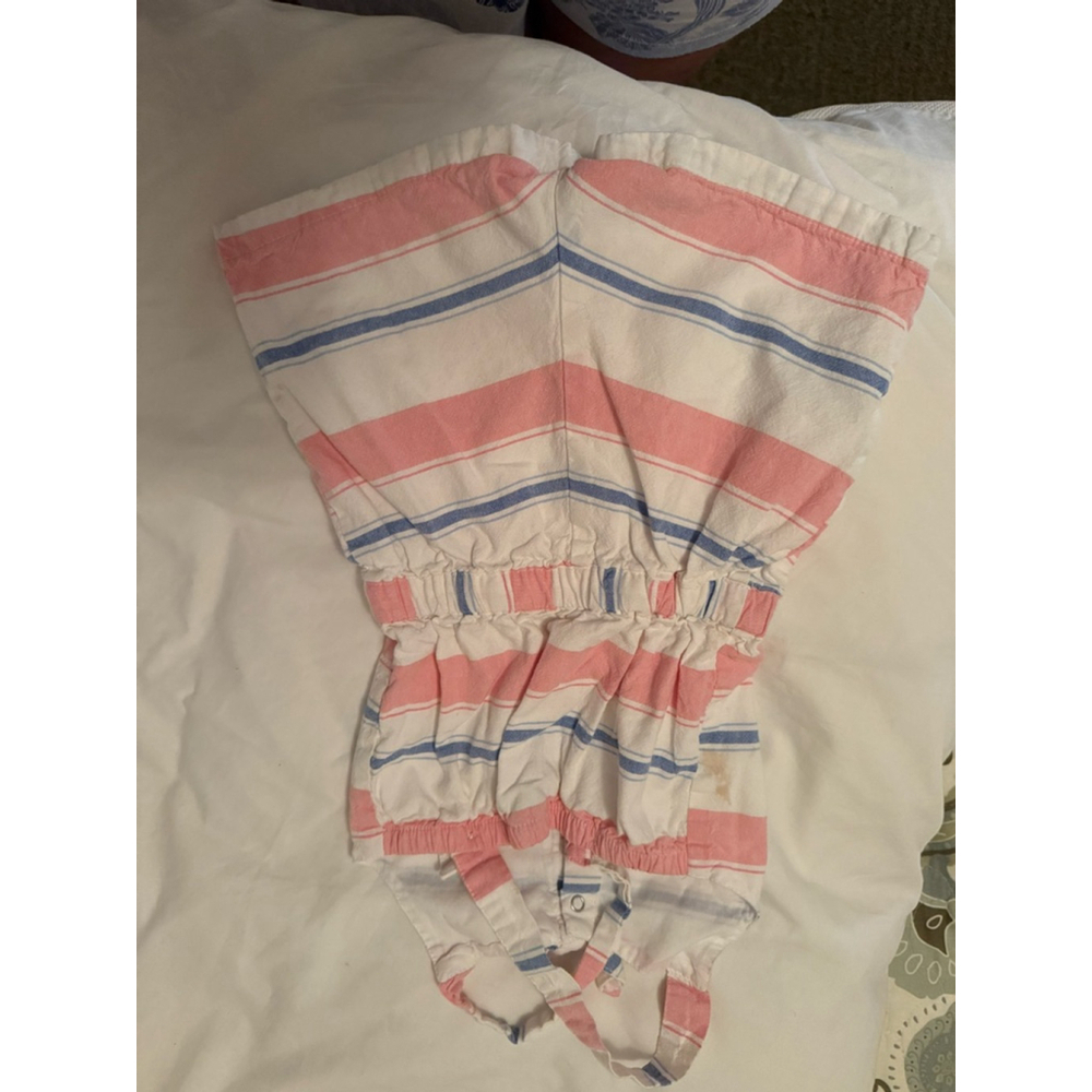 Girls Sergent Major Romper Size 3ANS White Pink Blue Striped - Picture 9 of 9